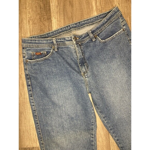 Lee Denim Blue Jeans Womens 16L Long 34x33.5 Mid Rise Mom Straight Boot - Picture 3 of 9